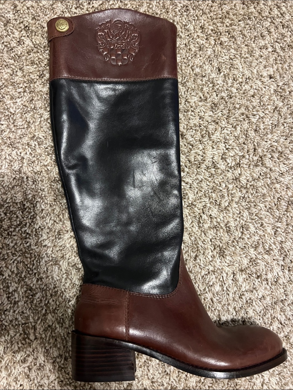 Vince Camuto Women's Two-Tone Brown and Black Leather Riding  Boots- Size 6 - Picture 2 of 13